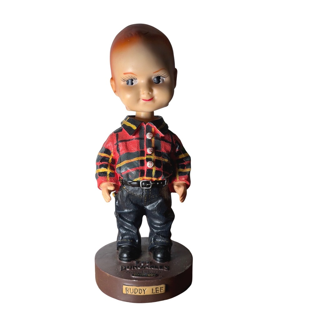 Buddy Lee‎ Bobblehead Lee Dungarees Advertising Figure Plaid Shirt Denim Jeans